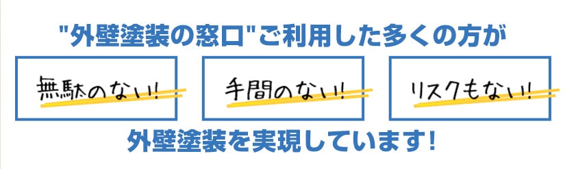外壁塗装の窓口ご利用した多くの方が無駄のない!手間のない!リスクもない!外壁塗装を実現しています!