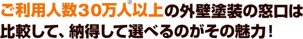 ご利用人数３0万人以上の外壁塗装の窓口は比較して、納得して選べるのがその魅力！